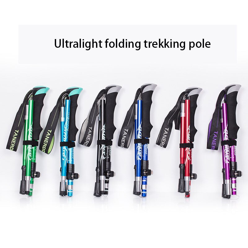 Vandringsstavar vandringsstav vandringsled ultralätt 5- sektions justerbara käppar aluminiumlegering hopfällbara vandringsstavar