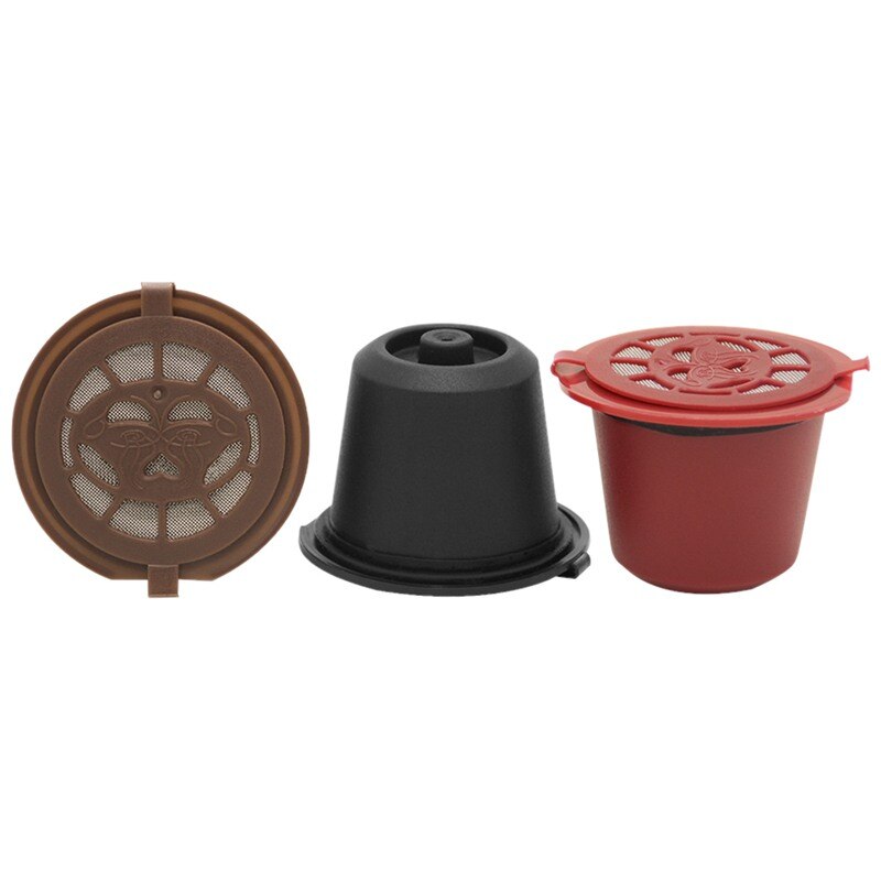 3 pces filtro de café 20ml reutilizável recarregável café cápsula filtros para nespresso com colher escova acessórios de cozinha