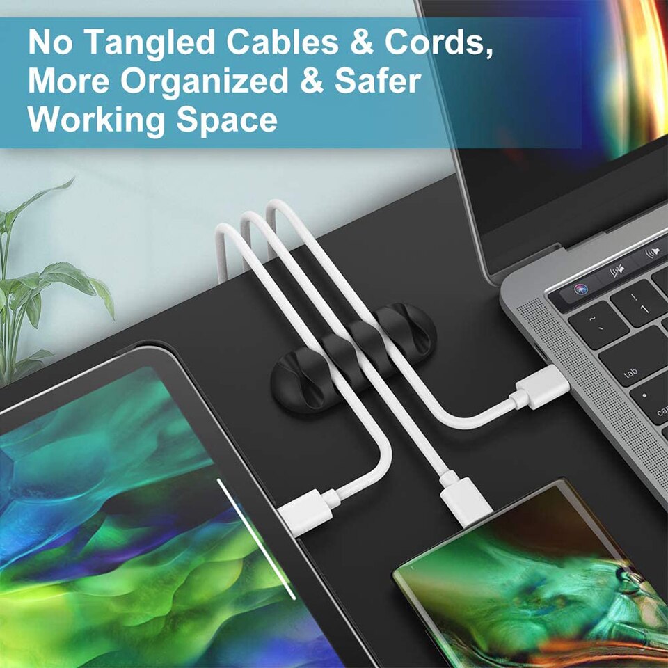 Desktop Kabelhaspel Organizer Met Kabelbinders Siliconen Usb Kabelmanagement Draad Houder Voor Office Mouse Hoofdtelefoon Smartphone