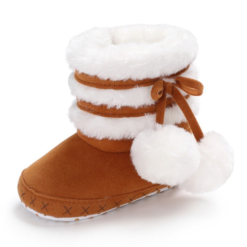 Nette Kugel Winter Stiefel Weichen Boden Baby Baumwolle Baby Warme Patch Stiefel