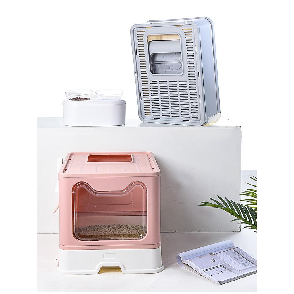 Cat Litter Box Large Litter Tray Cats Kitten Toilet Two Entrances Pan Bedpan Portable Kitten Clean Toilette Sand Box Container