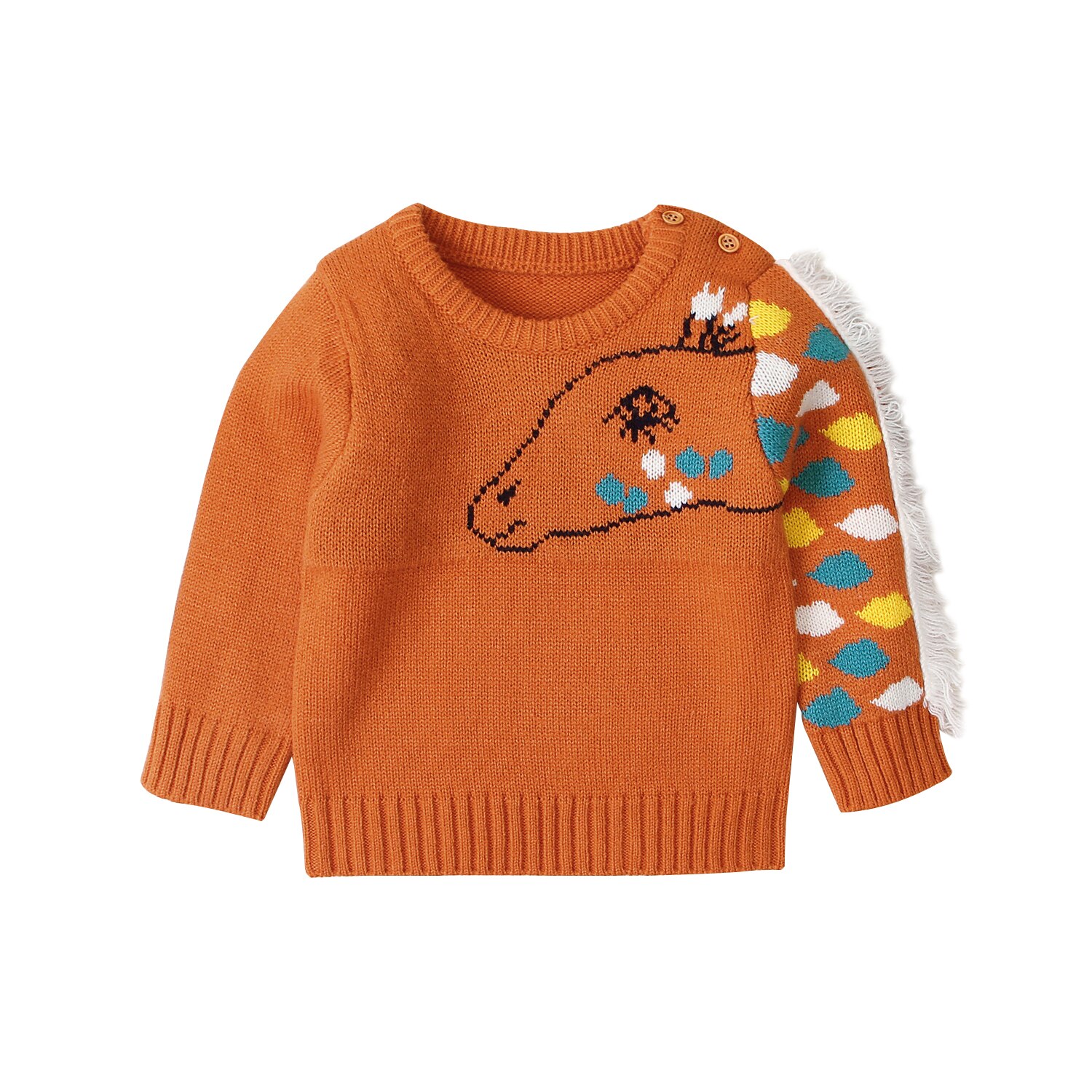Bébé enfants couleur bloc Animal girafe motif pull T-shirt taille 1-5Y enfants garçons à manches longues pull hauts: Orange / 24M