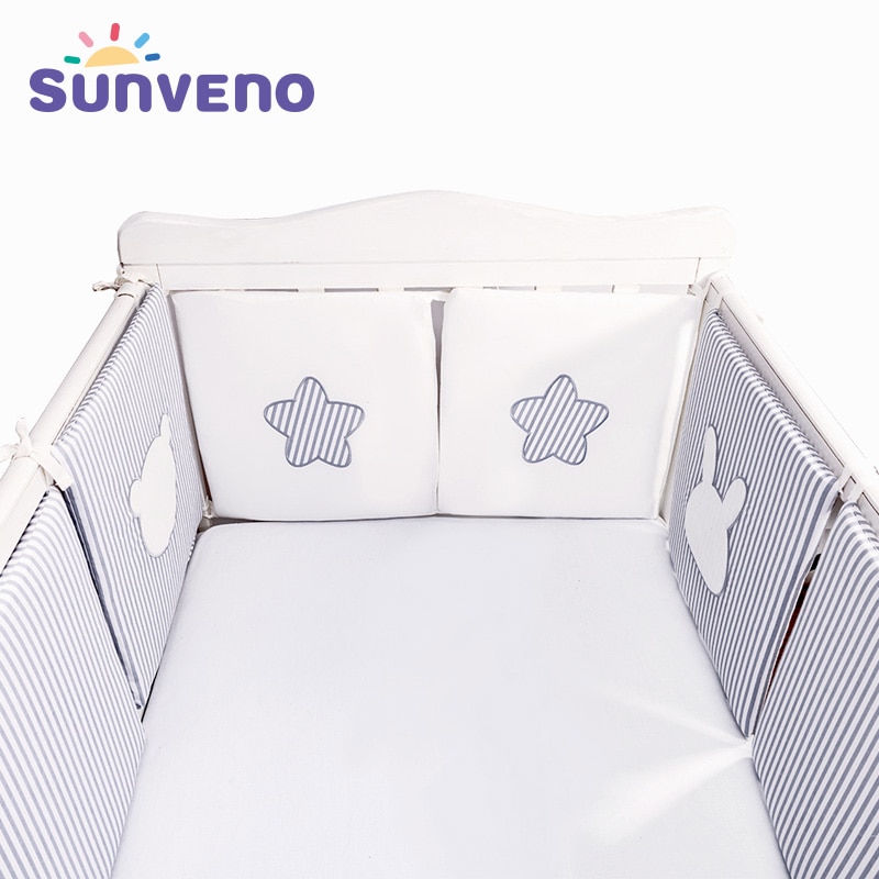 Sunveno Bebê Bumper Cama Quarto Berço Bumpers Bebê Recém-nascido Infantil Algodão Confortável Bebê Pára 6 pçs/set jogo de Cama