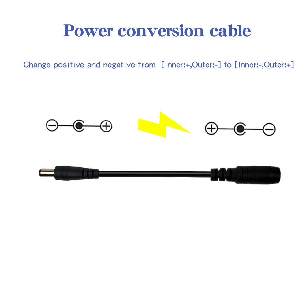 2 styk  of 5.5 x 2.1mm omvendt polaritet konverter kabel til guitar klaver pedaler keyboard