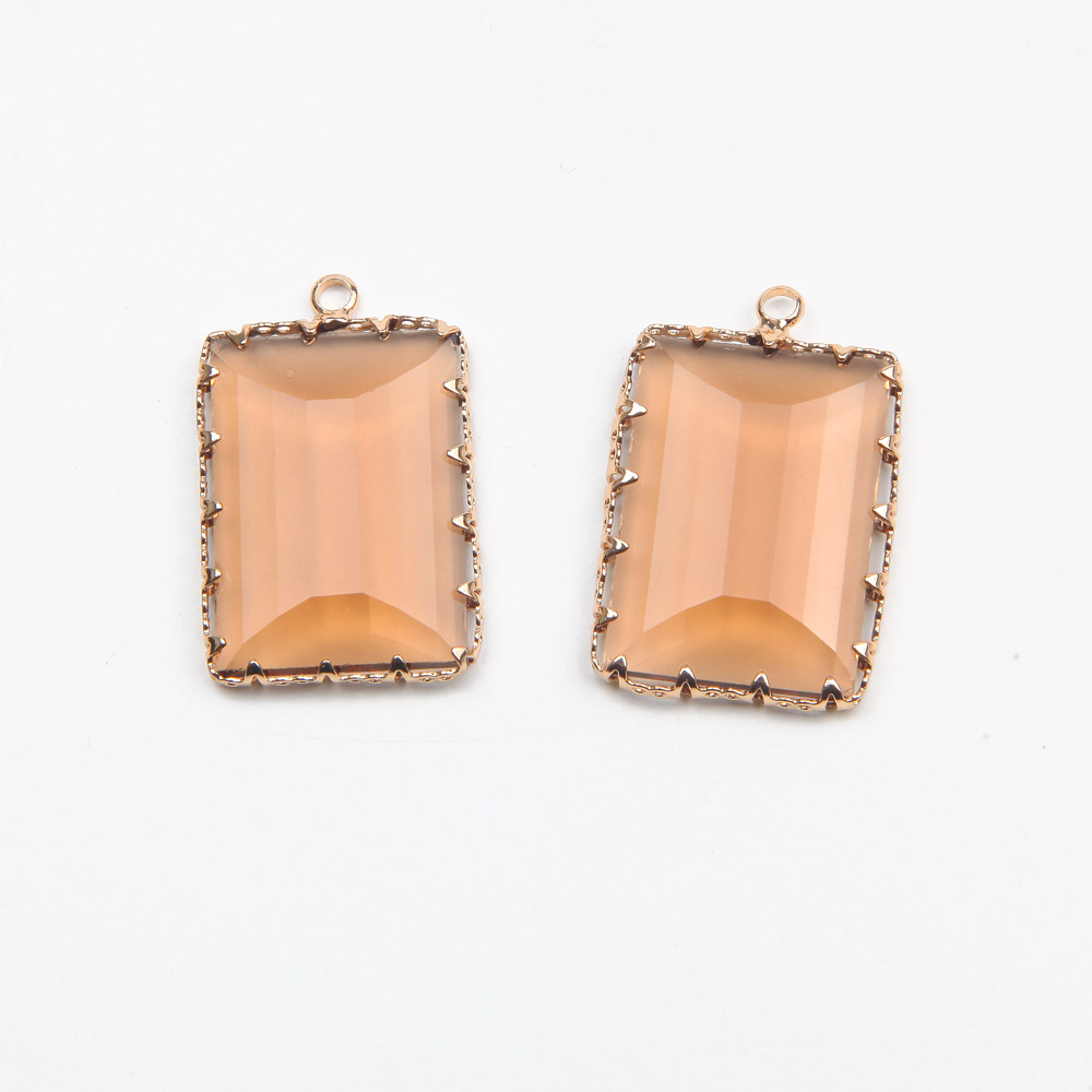 Rechthoek Facet Glas Bedels Voor Sieraden Maken Ketting Hangers Bevindingen Levert Diy Accessoires 19*26Mm: M / YELLOW