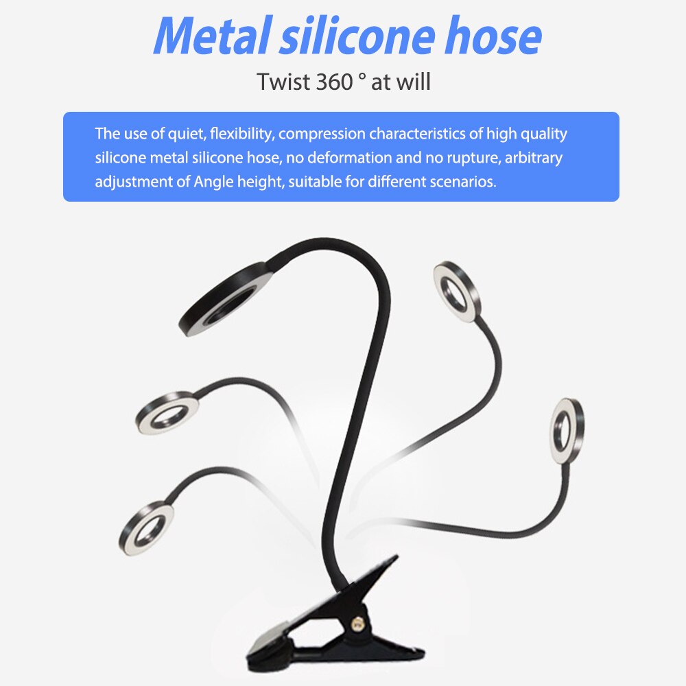 Adjustable USB LED Clip Table Lamp Flexible Table Lamp Study Reading Book Lamp Eye Protection Home Bedroom Night Lighting