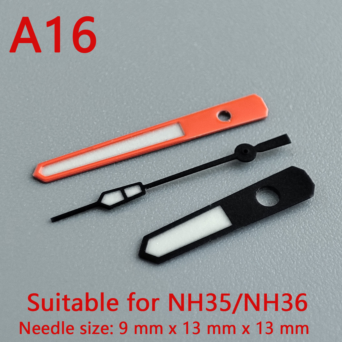 Horloge Accessoires Horloge Pointer NH35 Handen Zwart Handsr Rode Handen Groen Super Lichtgevende, Geschikt Voor NH35, NH36 Beweging A16: Default Title