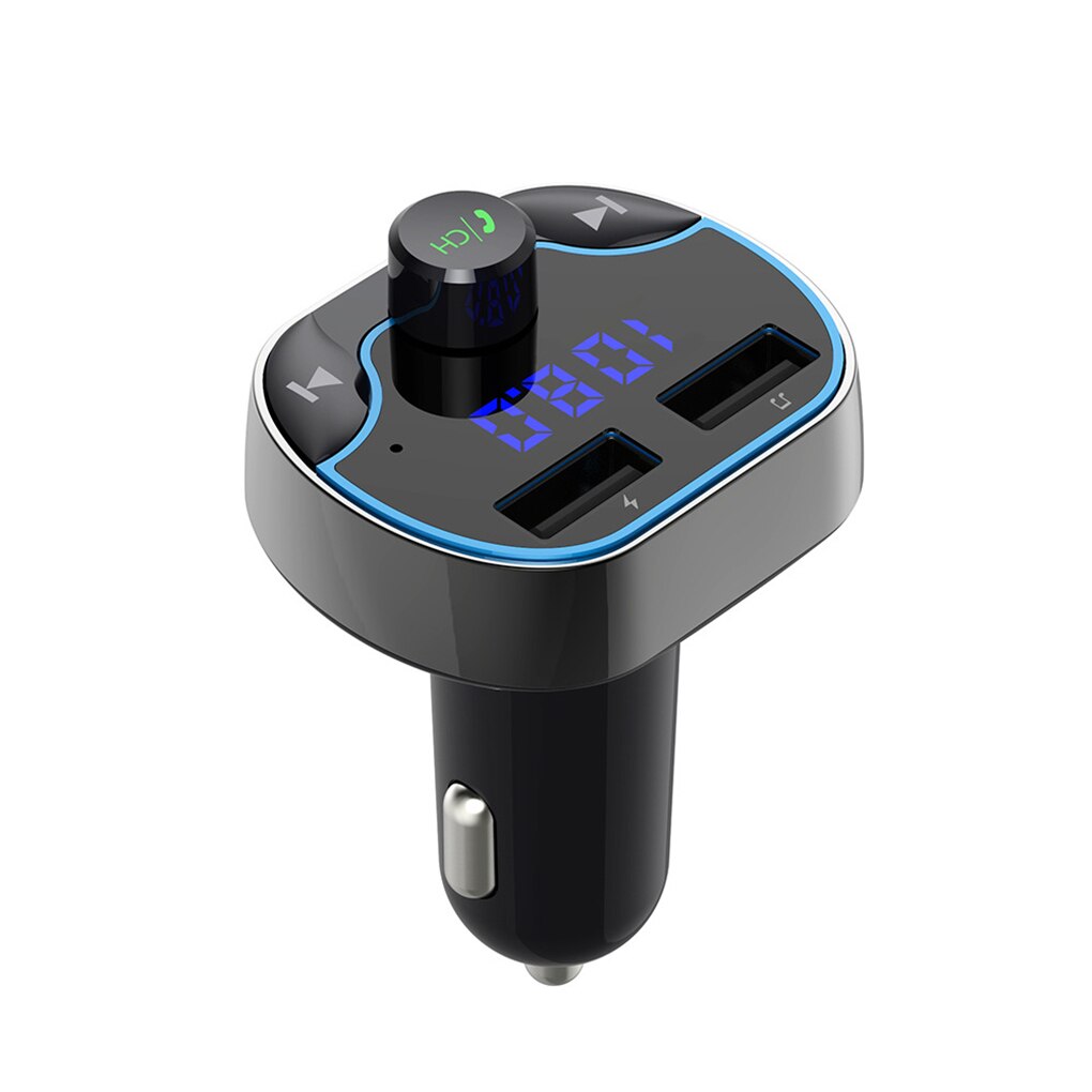 T24 Car FM Transmitter Dual USB Fast Charger Voice Navigation Car Hands-free Call Bluetooth MP3 Player