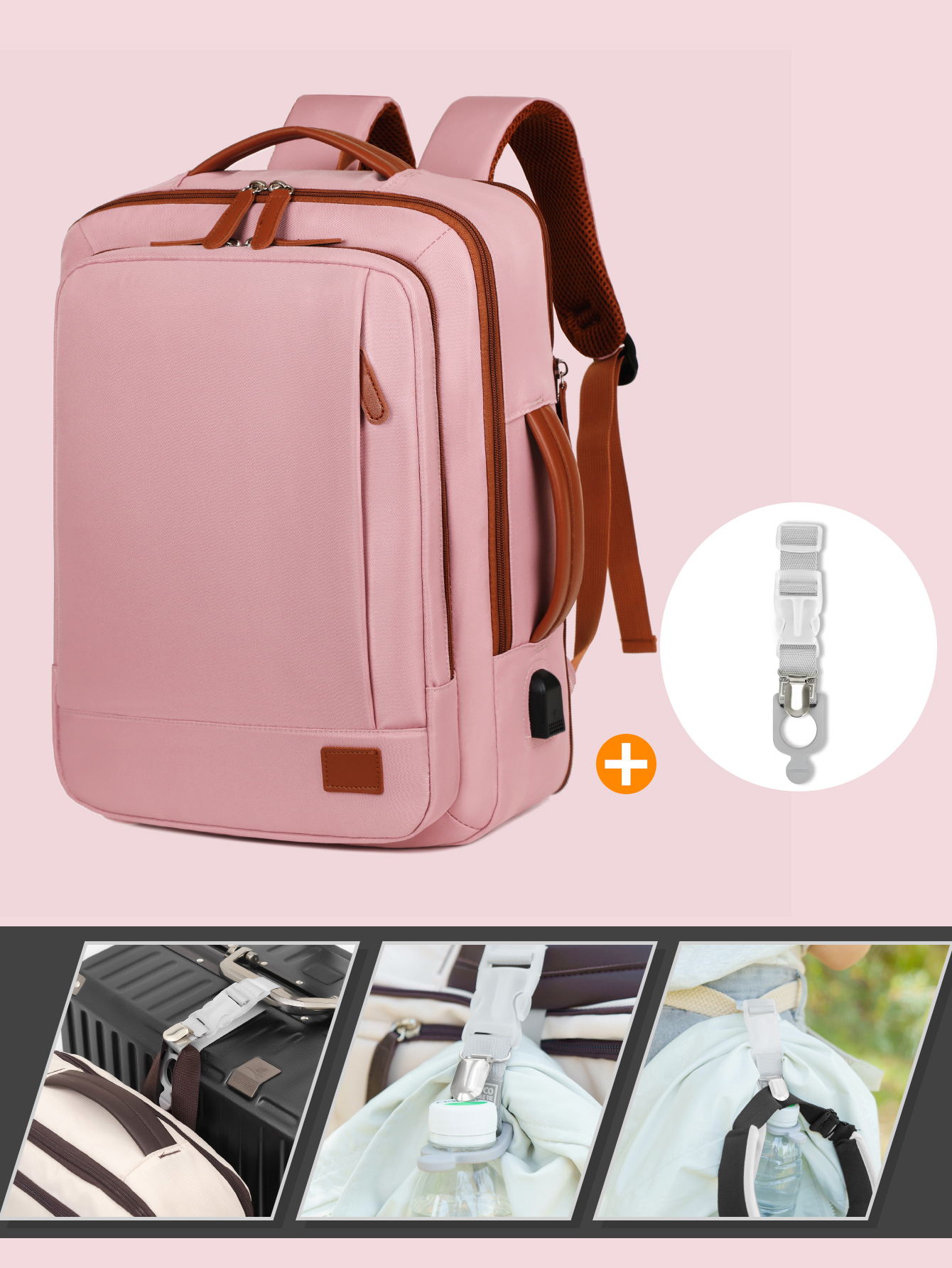 The Unisex Backpack for Short-Distance Business Trips, Lightweight Travel Bag, Computer School Bag Storage Bag Combination: Ivory