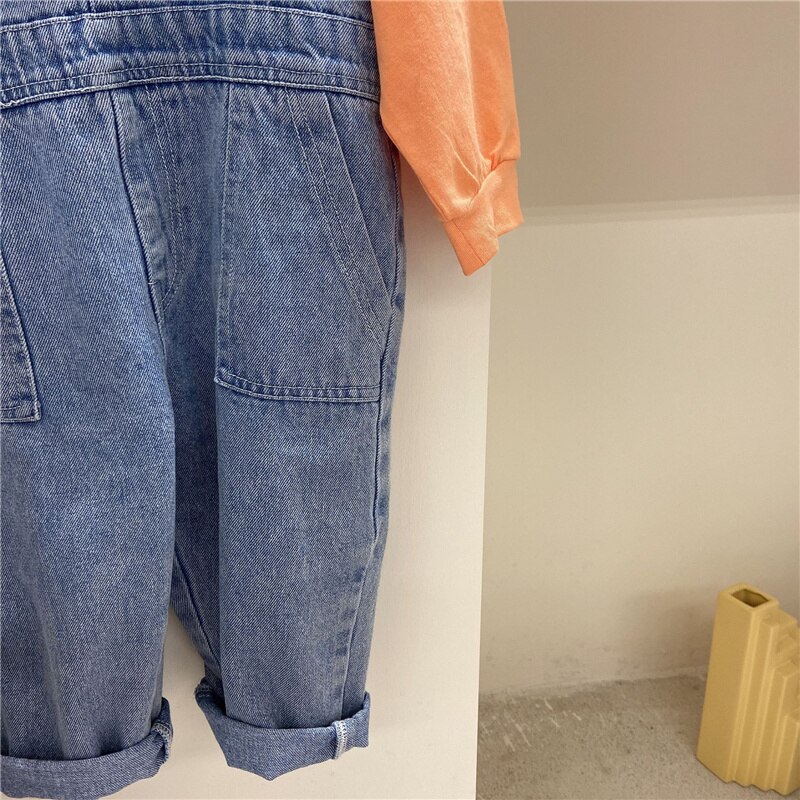 frühling Jungen Und Mädchen lässig Denim Overall Koreanische stil verlieren Alle-spiel Strumpf Hosen Für freundlicher freundlicher