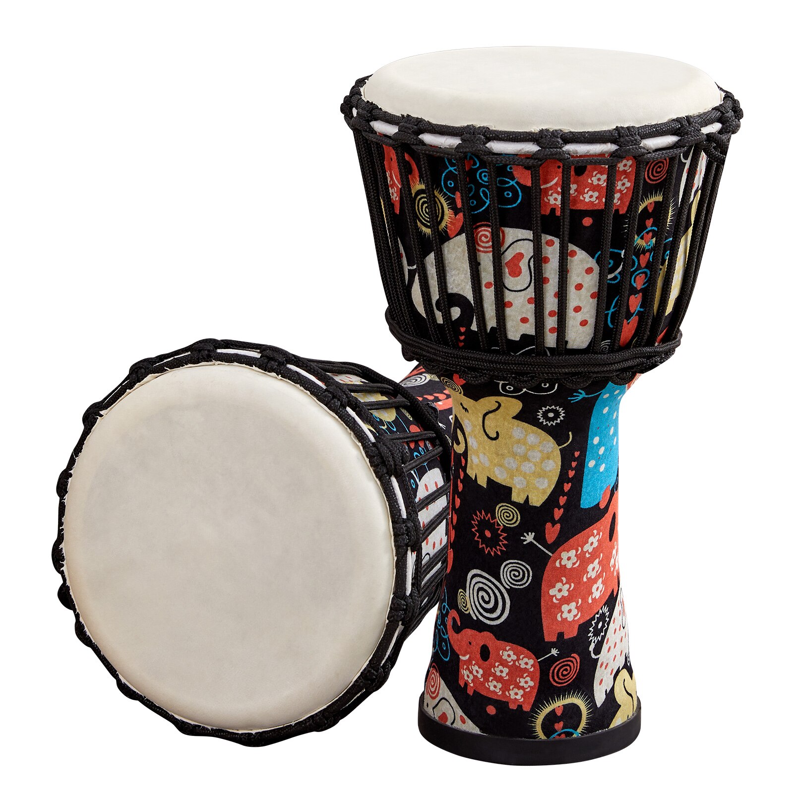 8 Inch Portable African Drum Djembe Hand Drum with Colorful Art Patterns Percussion Musical Instrument: Multicolor
