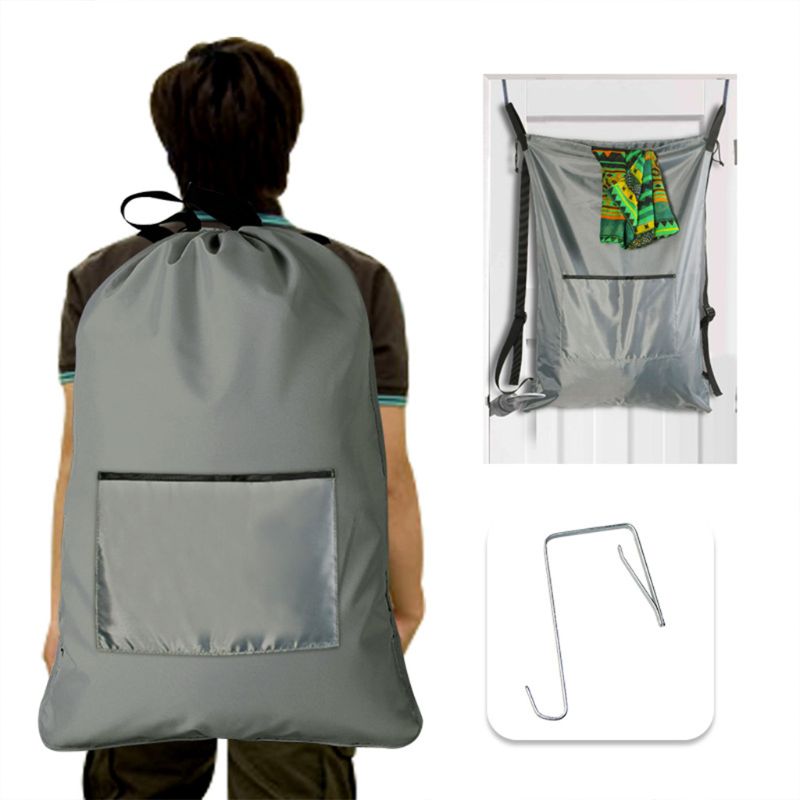 Door-Hanging Laundry Hamper Storage bag with Stainless Steel Hooks And Shoulder Straps