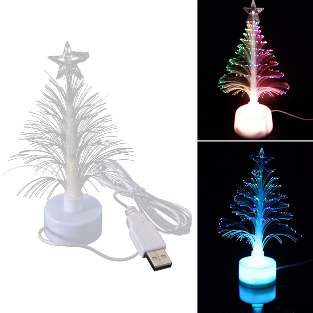 Mini Led Kerstboom Nachtlampje Kleur Veranderende Fiber Optische Licht Usb-aansluiting Lamp Festival Decor Voor Slaapkamer Winkelen M