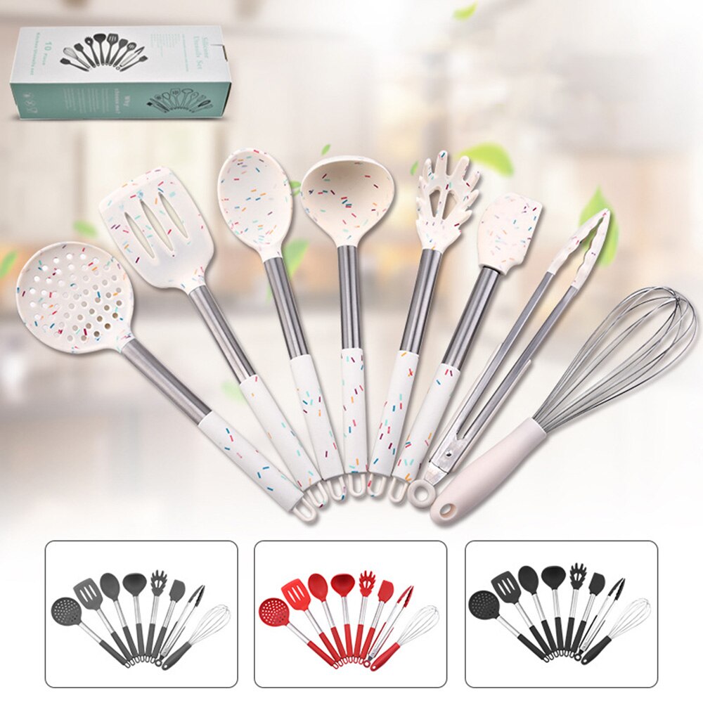 Kitchen Utensil Set 8pcs / Set Cooking Utensils Silicone And Stainless Steel Utensil Set Nonstick Spatula Set Cooking Tool Sets