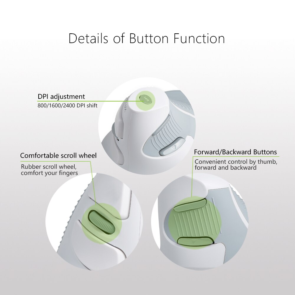 Delux  m618bu witte bedrade ergonomische verticale muis 1600 dpi 6 knoppen optische muis rechtshandig met polsmat voor pc en laptop