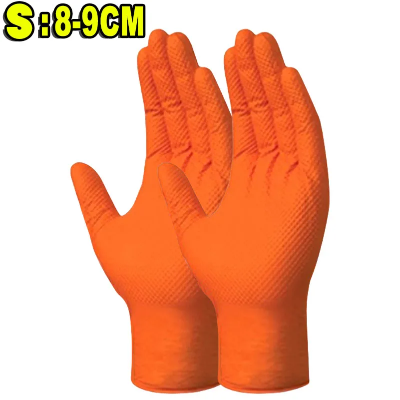Thick Heavy Duty Nitrile Gloves 8Mil Extra Mechanic Home Garden Disposable Glove with Textured Grip Antislip Safety Work Gloves: XL / Yellow