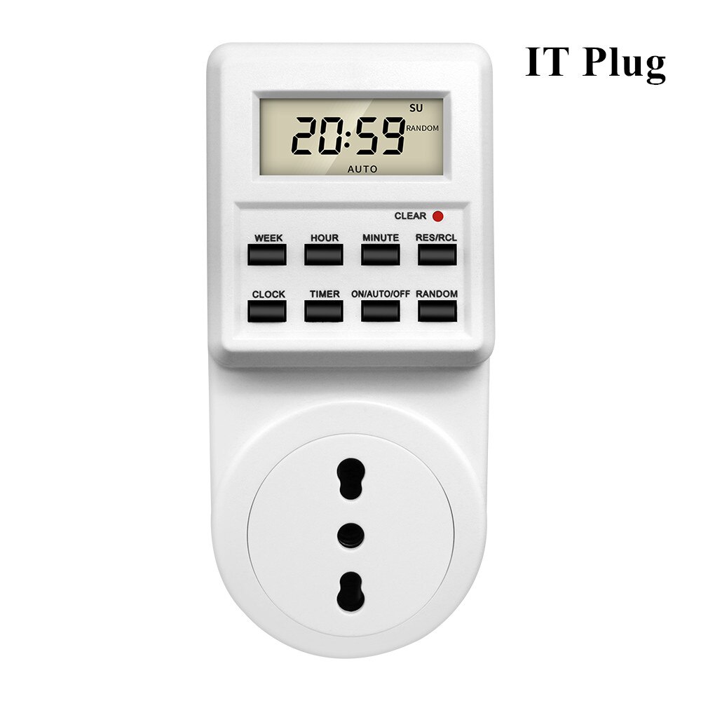 TM03 Digital Timer Switch Socket 24 Hour Cyclic Kitchen Timer Outlet Programmable Timing Socket EU UK AU US BR FR IT TH Plug: Red