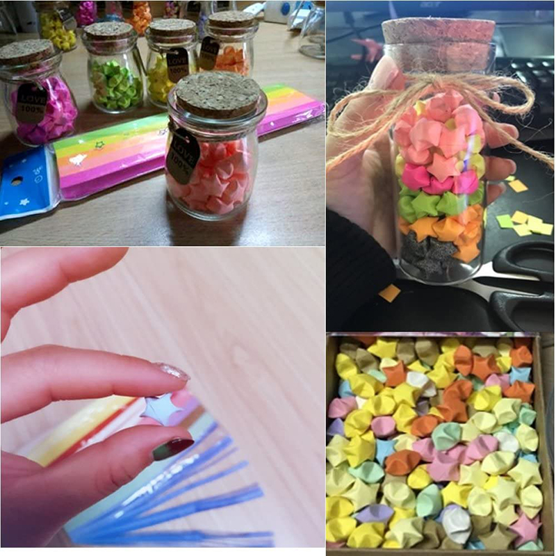 540 hojas de tiras de papel de Origami Stars, papel plegable de 27 colores, colorido, doble cara, estrella de la suerte, Origami DIY, artes hechas a mano, decoración del hogar