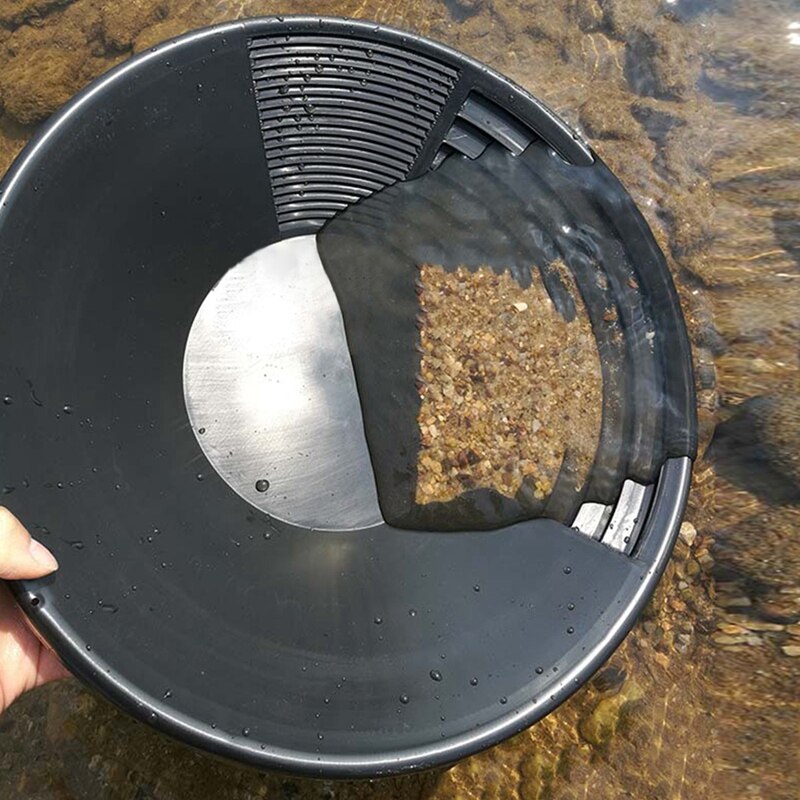 Svart plast guldpanna bassäng nugget gruvdrift muddring prospektering för sand guldbrytning manuell tvätt guldvaskning utrustning