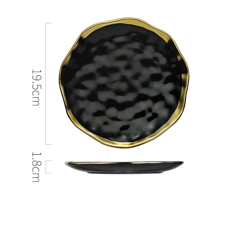 Plato de cena de porcelana minimalista Color sólido West-plato de comida postre Plato decorativo de cerámica de lujo platos hogar: black small