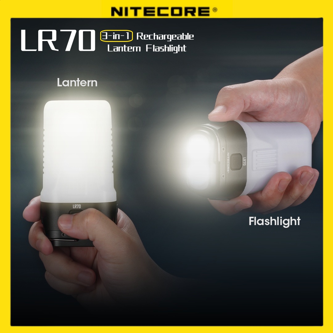 NITECORE Lanterna Ricaricabile 2-in-1 LR70, Torcia da 3000 Lumen, Lanterna da Campeggio con Batteria Integrata per Escursionismo e Campeggio: Default Title