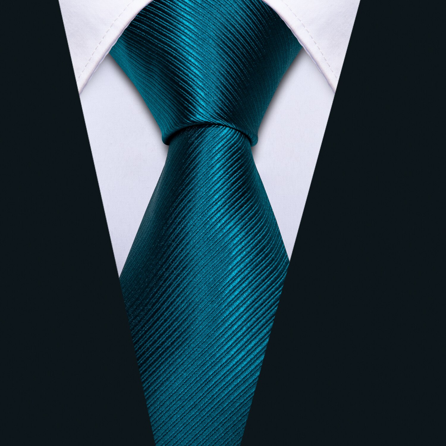 Teal Men Tie Blue Solid Necktie Gravat Handkerchie... – Grandado