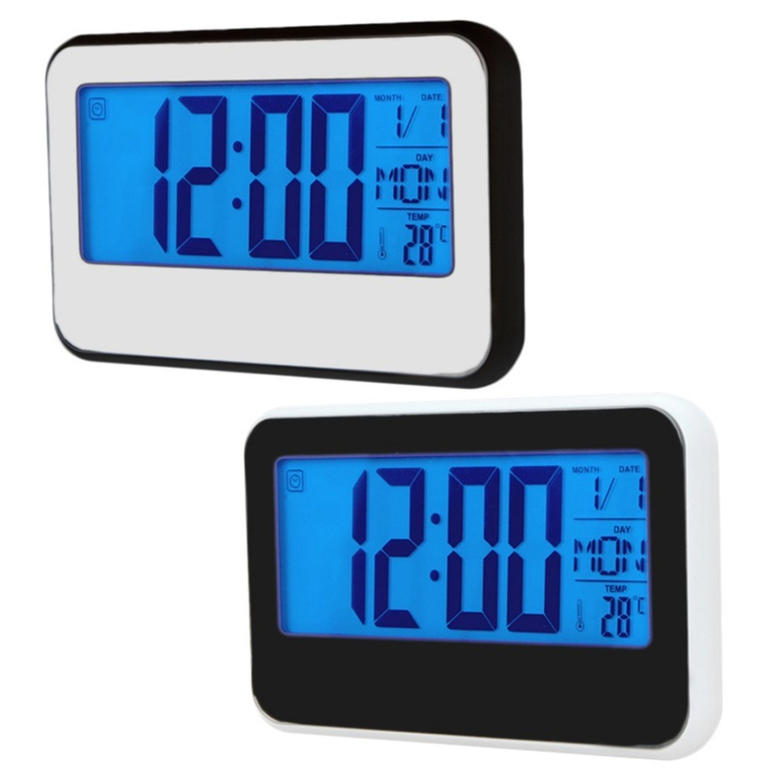 1pc LCD Alarm Clock Digital Display Voice Control Electric Snooze Night Backlight Desktop Table Clocks Watch