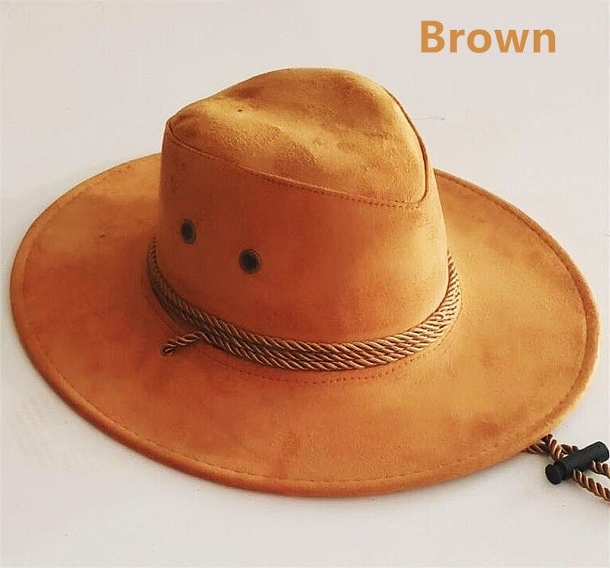 for Men and Women Wide Brim Western Cowboy Hat Retro Deerskin Plush Western Cowboy Hat Suitable (58-60cm): Auburn