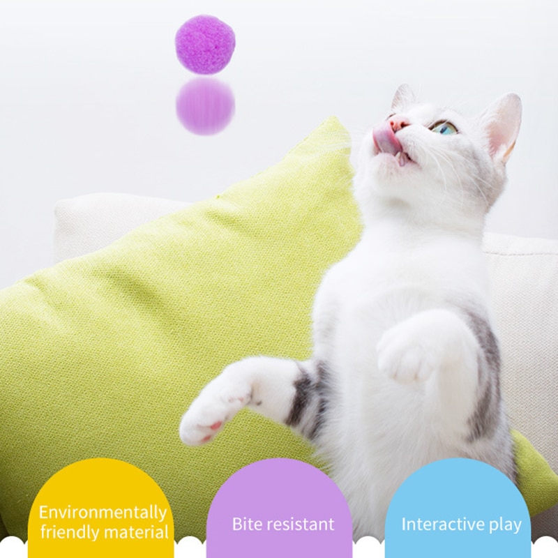 10/20/30 Pcs Cute Funny Cat Toys Stretch Plush Ball 0.98in Cat Toy Ball Colorful Interactive Cat Pom Pom Cat Chew Toy