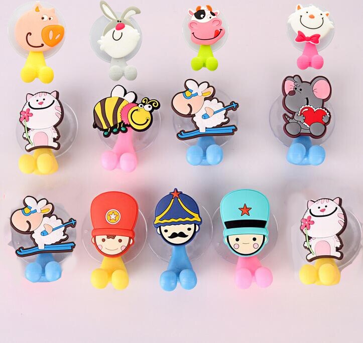 Multifunktionale Nette Cartoon Tier Saugnapf Zahnbürste Halter Haken Bad Zubehör 24 Farben: 1pcs colour random