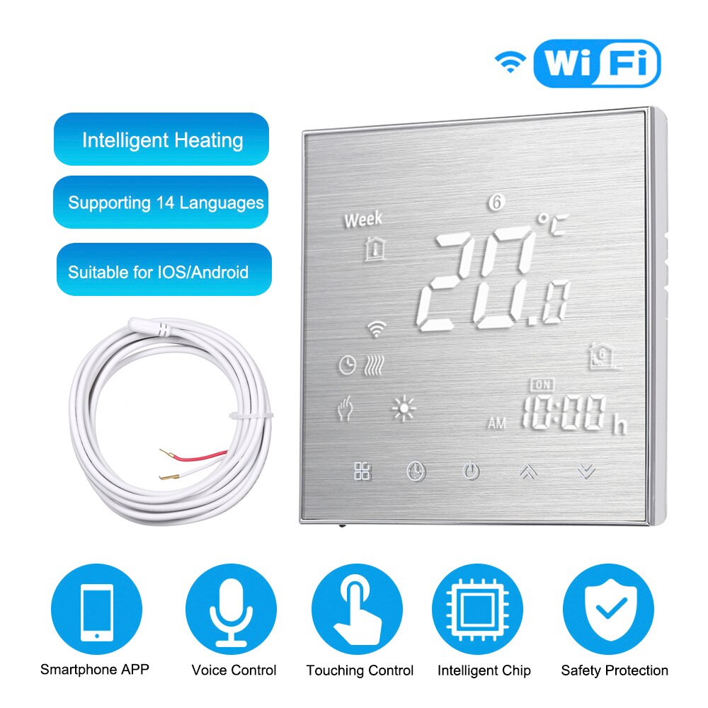 WiFi &amp;Touch screen control Thermostat for Gas Boiler Heating or Water Floor Heating Temperature Controller AC 95-240V BHT2000GB