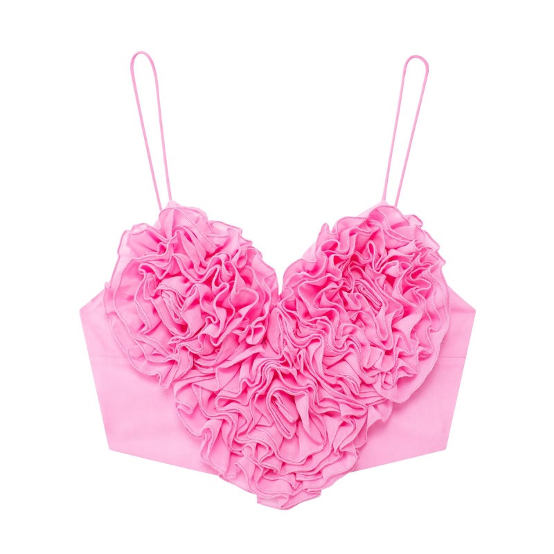 KADUWAKI Herz Schlinge abgeschnitten Spitzen für Frauen 2025, Neue Sommer Ärmellose Panzer oben Weibliche sexy Straße Damen Hosenträger oben: M / Rosa