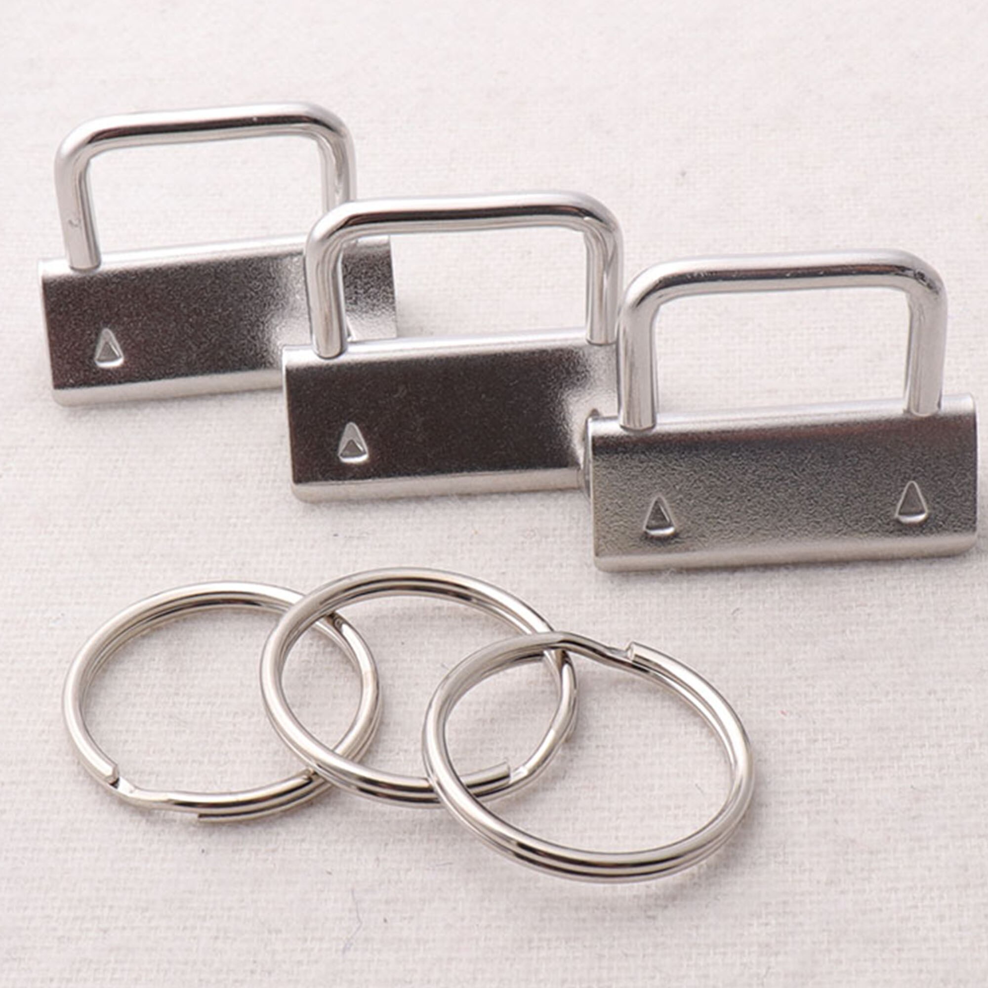 10 sets 32mm Key Fobs Hardware with Key Rings,1.25 Wristlets Key Chains Key Chain Webbing,Key Chains-1 1/4": Silver