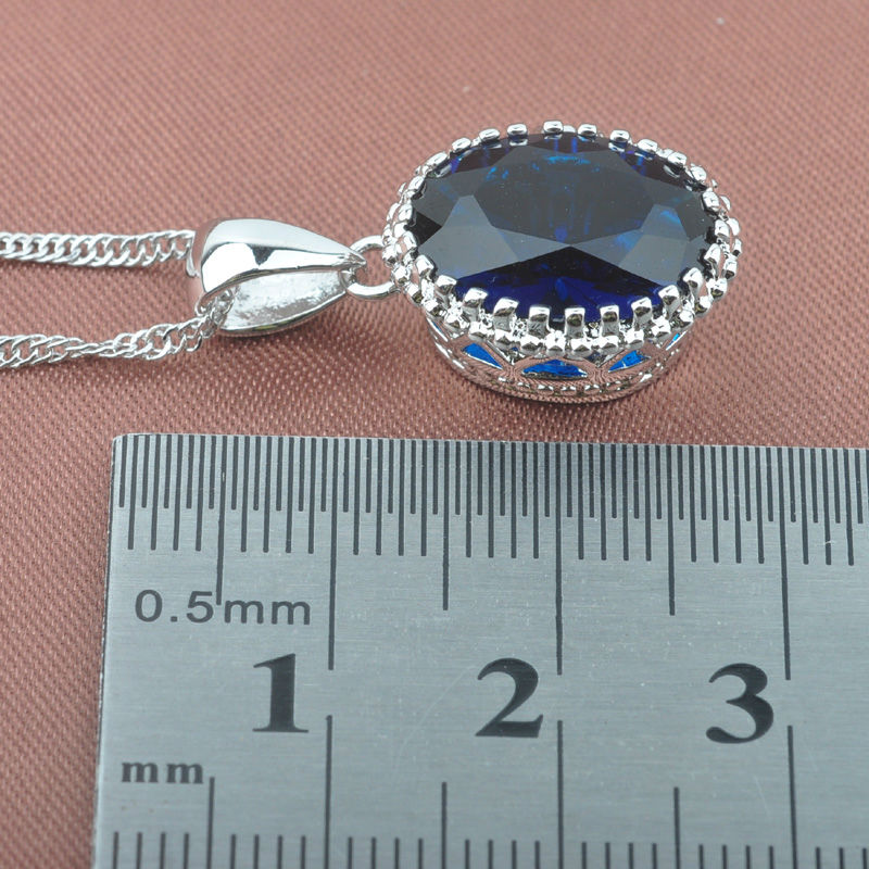 Weihnachten Blau Zirkonia Ei 925 Sterling Silber Schmuck Sets frauen Hochzeit Halskette Anhänger Ohrringe Ringe TZ0193