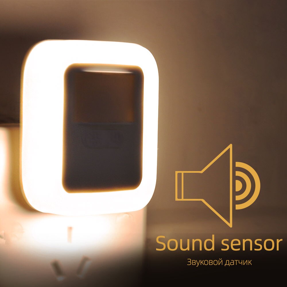 Ledet lyd lys kontrol sensor smart hjem nat lampe plug-in bevægelses sensor lys dæmpbar væg nat lampe trappe skab lys: Lydlyskontrol / Eu