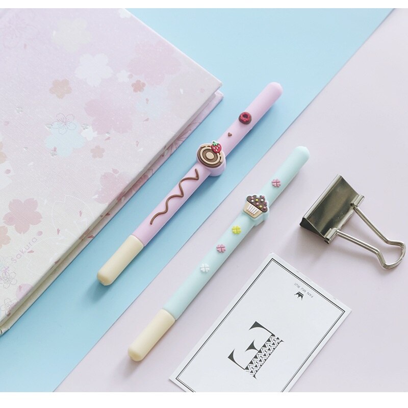 5 stücke ICH Liebe Keks Stift einstellen Nette Schokolade Obst Kuchen Schwarz Farbe Gel Tinte Stifte für Schreiben Unterschrift Schule Schüler vergeben F710