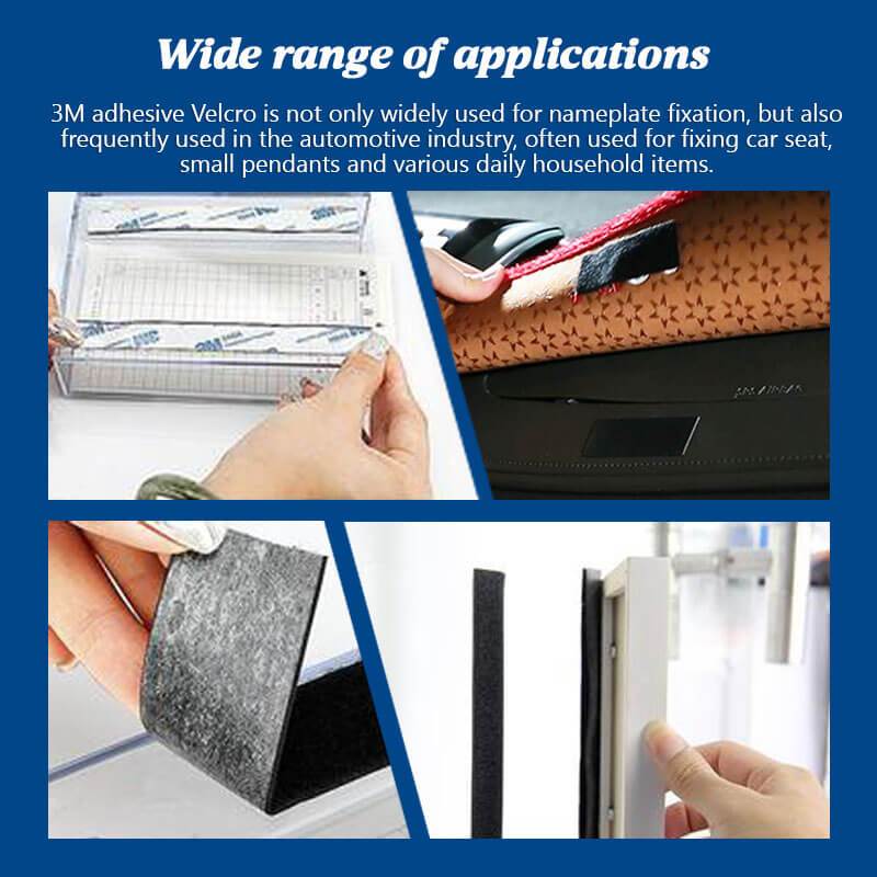 3m Backing Adhesive Velcro Blended Strong Fixed Buckle Super Sticky Velcro Strip with Ultra-strong Adhesive Backing Black