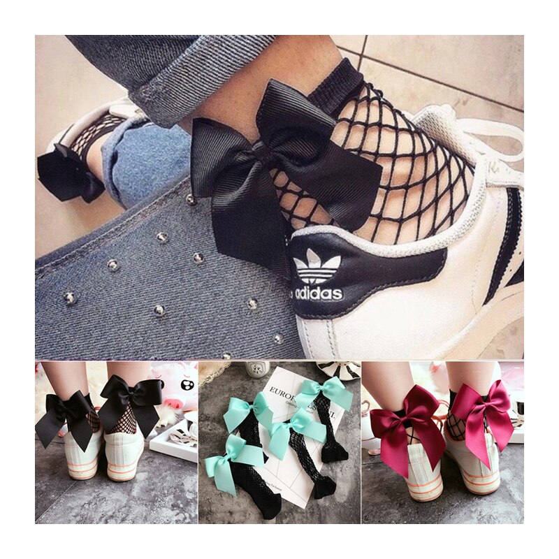 Kobiety skarpetki do kostek typu kabaretki z falbaną siatki koronki Bowknot krótkie skarpetki skarpety sportowe siatki siatki skarpetki damskie dziewczyny łuk Sox Flamesocks
