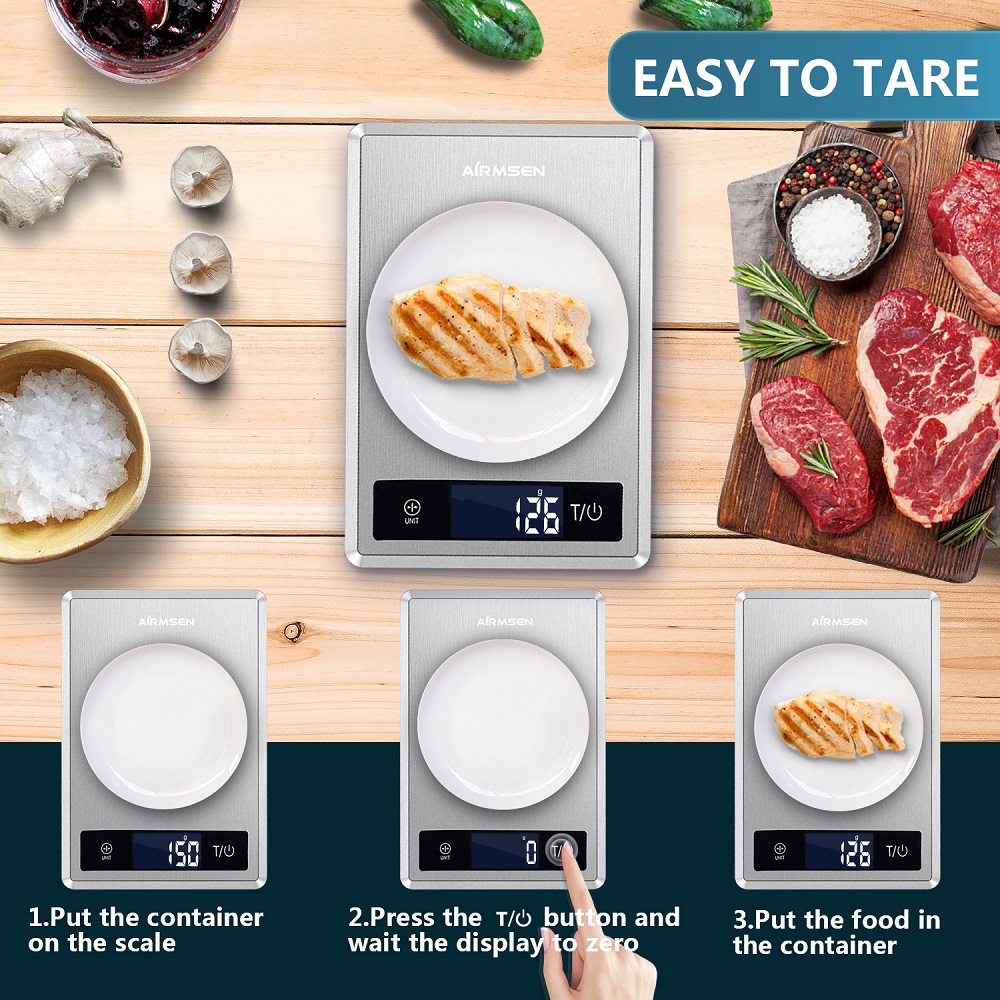 Airmsen 5kg Kitchen Scale Household Electronic Digital Food Scale Cooking Baking Scale Kitchen Measuring Tool Stainless Steel