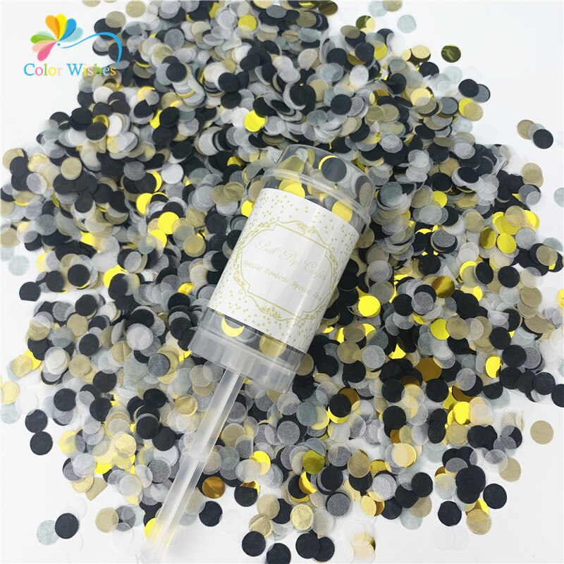 1pc runde push pop konfettis container konfetti poppers bryllup bryllup fødselsdag polterabend fester: W06