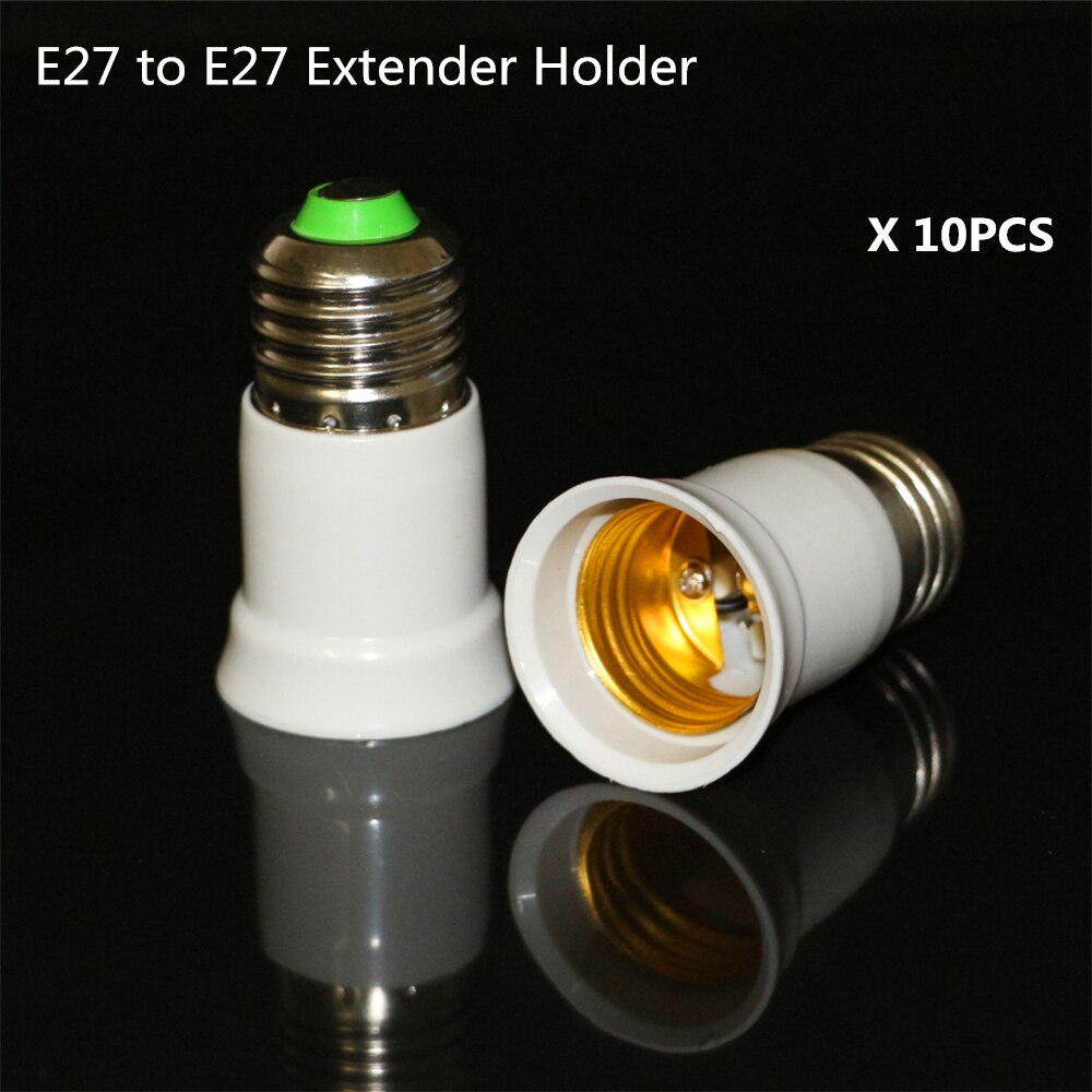 10 Stks/partij Volledige E27 naar E27 Extender Adapter Base LED Light Lamp Adapter Houder Converter Schroef Socket