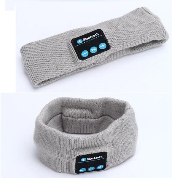 Auriculares inalámbricos con Bluetooth para dormir, cinta para la cabeza de yoga, suave, cálida, inteligente, altavoz inteligente, estéreo, bufanda, auriculares con micrófono: Knitting model gray