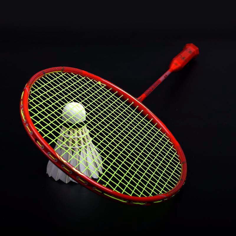 8U Professionele Full Carbon Ultralight Badminton Racket Strung Spanning 30LBS Professionele Rackets Geschenkdoos Trainning Racket -40: Red