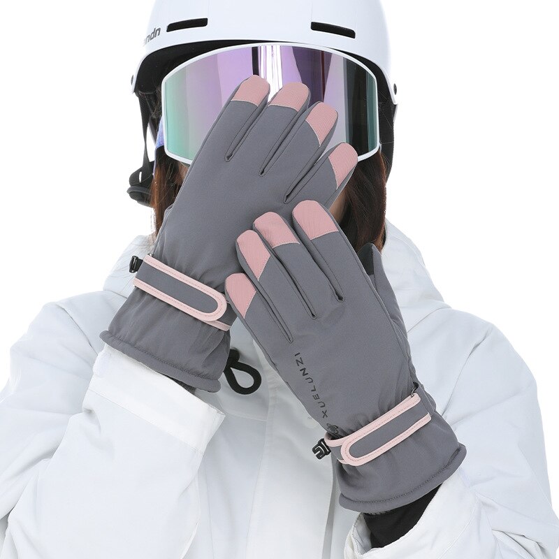 Guantes táctiles impermeables para mujer, manoplas de esquí, snowboard, pantalla táctil, cálidas, para clima frío, Invierno: Rojo