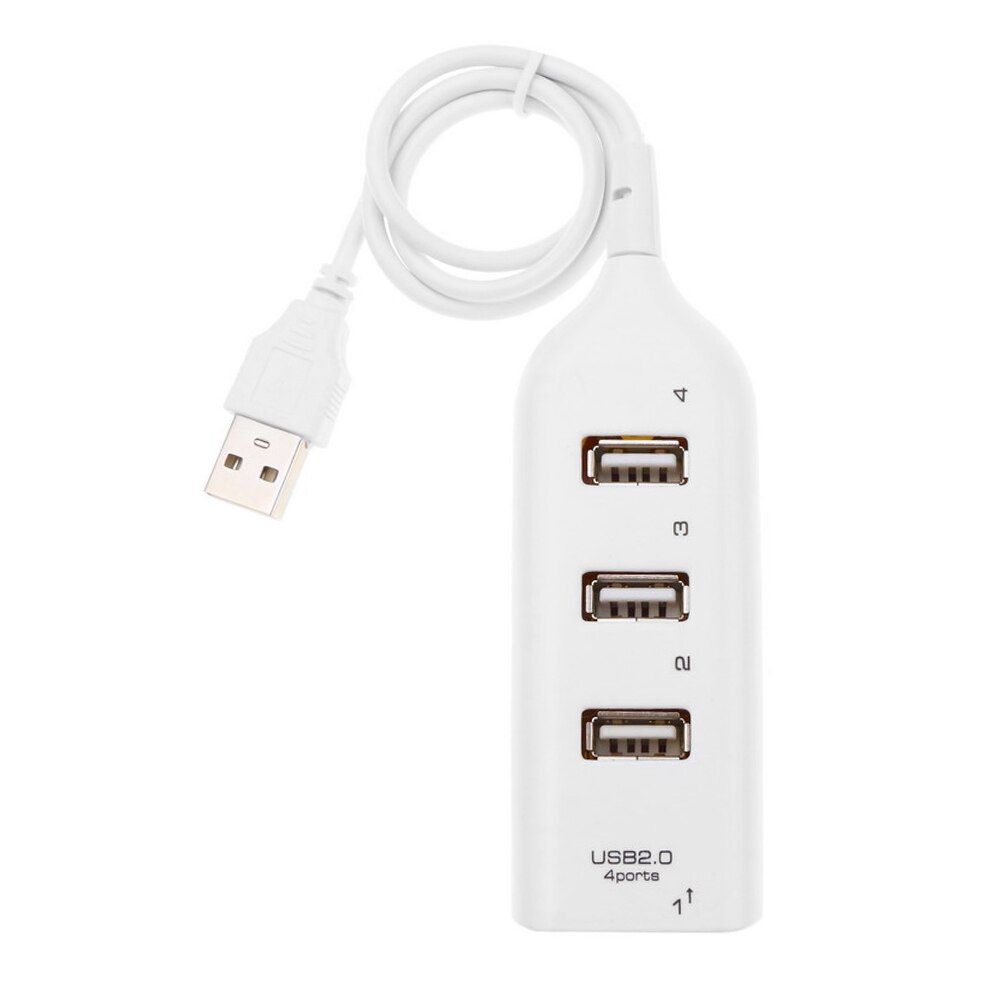 Usb Hub 5Mbps High Speed Multi Usb 2.0 Adapter Expander Duurzaam Praktische Multi-Functionele 4 Poort Computer Splitter: WHITE