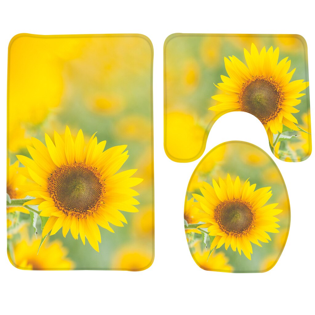 3 Pcs Bath Mat Set Rose Pattern Toilet Mat for Three Sets of Bath Mat Anti Slip Bathroom Rugs and Carpets: 011