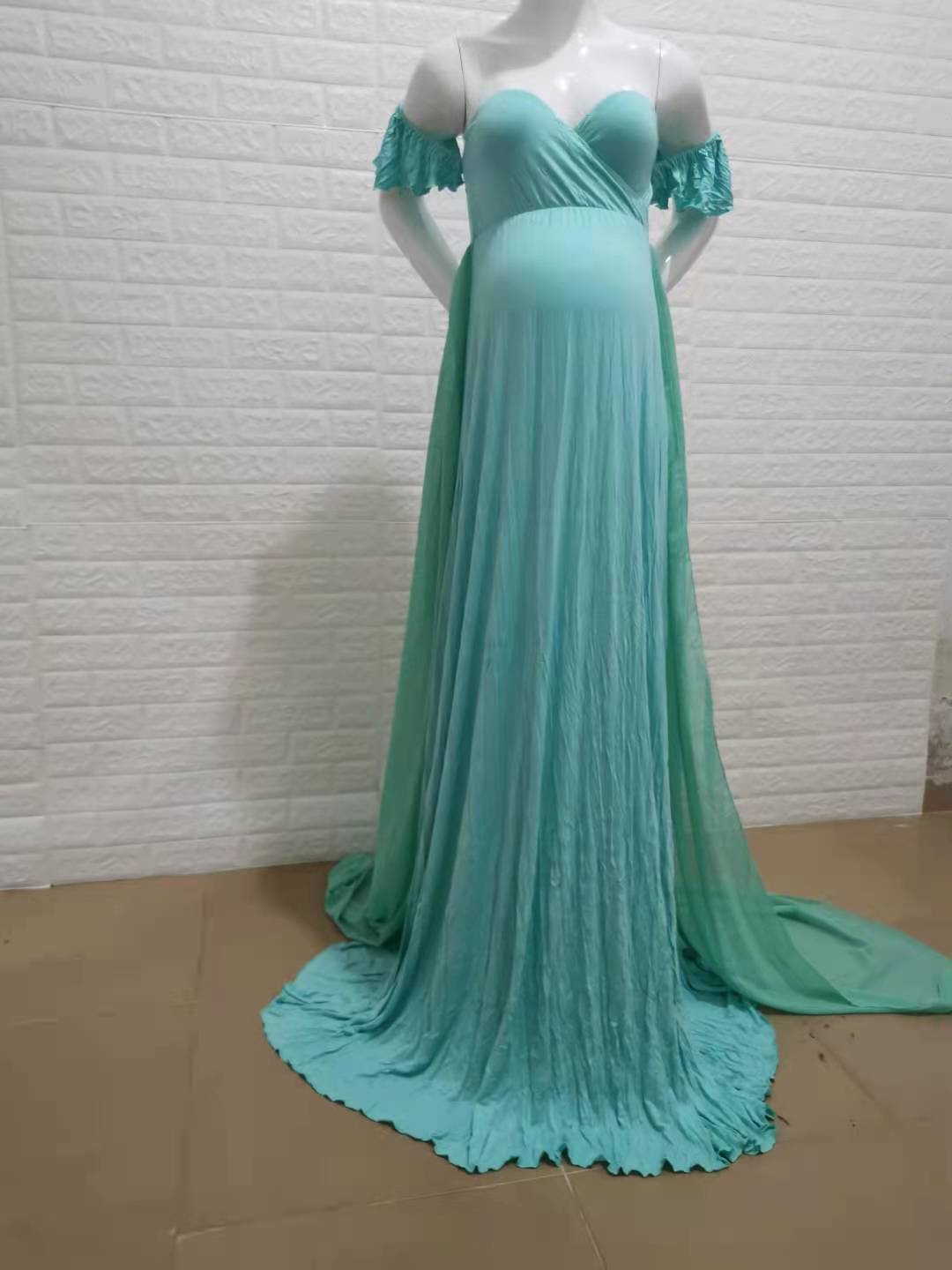 Sexy Moederschap Avondjurken Zwangerschap Jurk Voor Photoshoot Chiffon Lange Zwangere Vrouwen Maxi Gown Fotografie Prop Baby Shower: Green