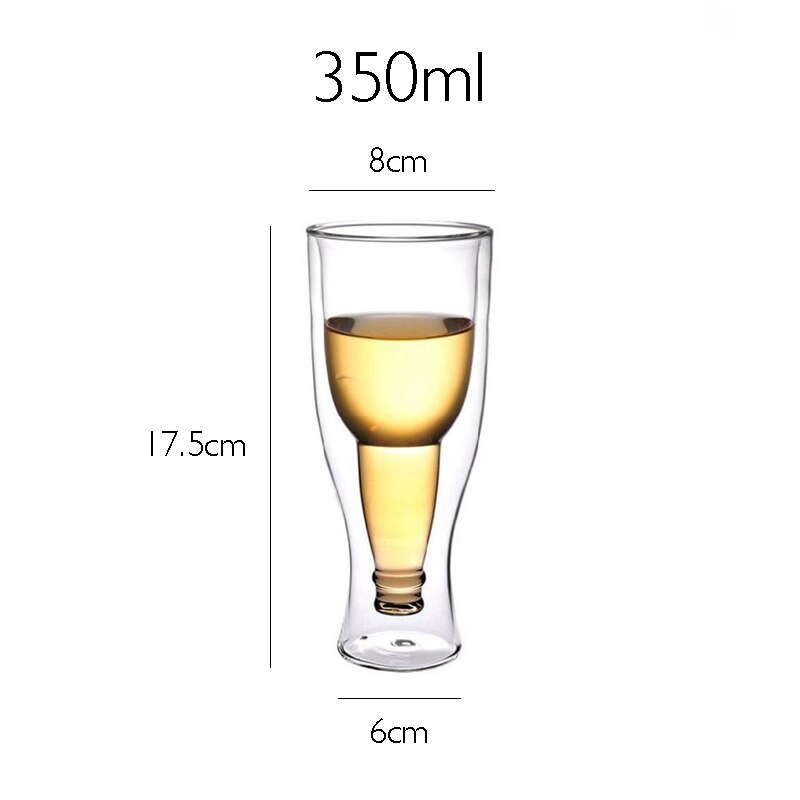 Borsilikat dobbel vegg øl glass øl kopper 250ml 350ml 450ml juice drikke glass øl kopp enkel: 350ml