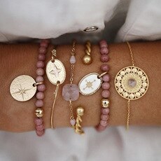 Europese En Amerikaanse Armband Sets Mode Ol Geometrische Ot Gesp Veelzijdige Hand Ornament Accessoires Vrouw Sieraden Vrouwelijke: Puur Goud Kleur