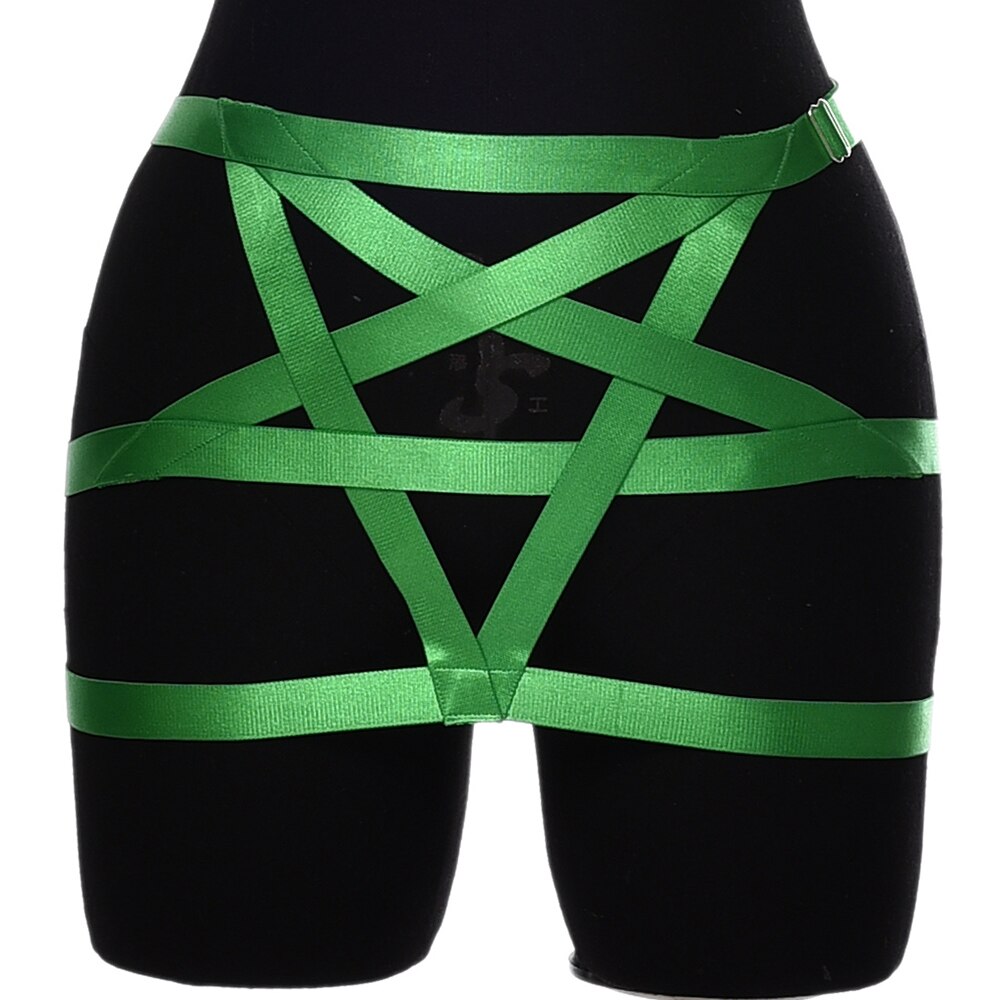 Arnés de pentagrama de estrella, falda ajustable, jaula de cuerpo, ropa Sexy hueca para , Liga de colocación gótica, arnés para el cuerpo: N-P0114-LS